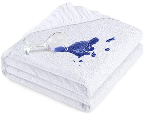 Utopia Bedding Matratzenschoner 180 x 200 x 30 cm Wasserdicht, Viskose, Öko-Tex Zertifiziert, Spannbetttuch, Matratzenbezug, Atmungsaktiv, Rundum elastisch