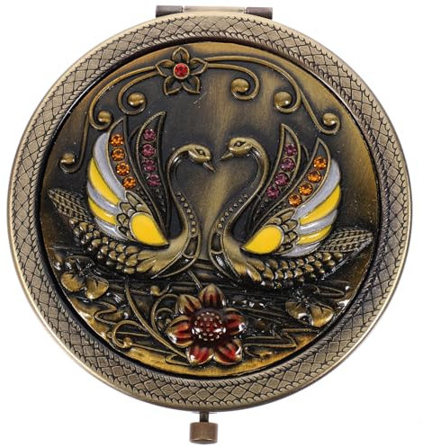 FRCOLOR Faltbarer Taschenspiegel Vintage Metall Kosmetikspiegel Doppelseitiger Vintage-klappspiegel Kompakt Für Reisen Und Handtasche