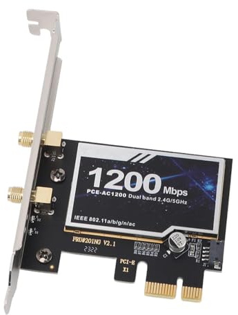 Tarjeta WiFi, AC 1200Mbps Tarjeta de Red WiFi PCIe Inalámbrica 5GHz/2.4GHz Tarjeta de Red Dual Band Bluetooth4.2 PCI Express Gigabit para PC de Escritorio