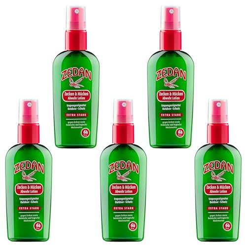 RL24 Zedan - Zecken & Mücken Abwehr Sprühlotion | Zecken- & Mückenspray | tropengeeignetes Insektenspray | Mückenschutz für Kinder ab 12 Monate | Insektenschutz Spray | 5 x 100 ml (5er Set)