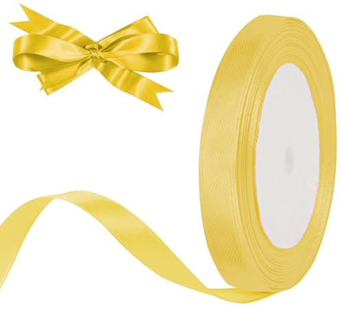 HOTUT 22 m satinband, 10 mm guld satinband, dekoration sidenband, julband, presentband för jul, bröllop, fest, presentinslagning och hantverk, heminredning