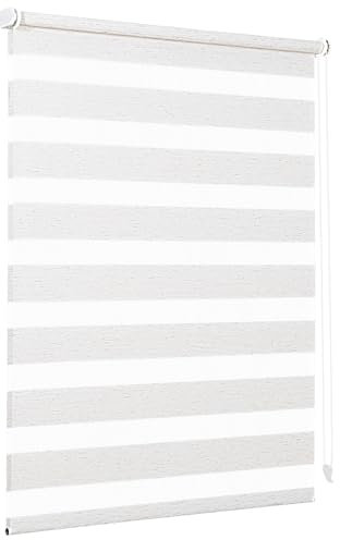 Sekey Double Roller Blind Klemmfix No Drilling for Windows Double Roller Blind 80 cm Wide Duo Roller Blind Sun Protection 80 x 100 cm Linen