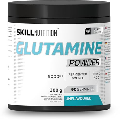 Skill Nutrition Glutamine - 300 g | L-Glutamine Powder | Supports Recovery & Muscle Rebuilding | Free from Sugar & Fillers | Vegan & Vegetarian-Friendly