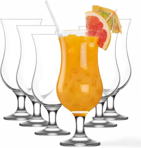vienberg Fiesta - Lot de 6 verres à cocktail - 390 ml - Hauteur : 18 cm - Verres à long drinks - Verres Pina Colada - 100 % sans plomb - Fabriqués en UE