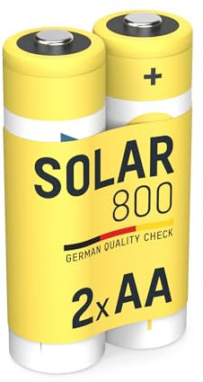 Ansmann 5035513 - MaxE Solar, Potente Pila previamente cargada, Reducida autodescarga (800mAh, Mignon AA, 2 Unidades)