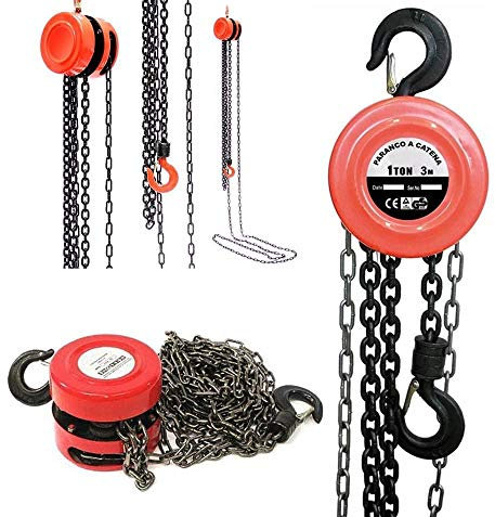 PARANCO 1 TON ALZATA 3 MT MONTACARICHI A CATENA 1000 KG ARGANO SOLLEVATORE