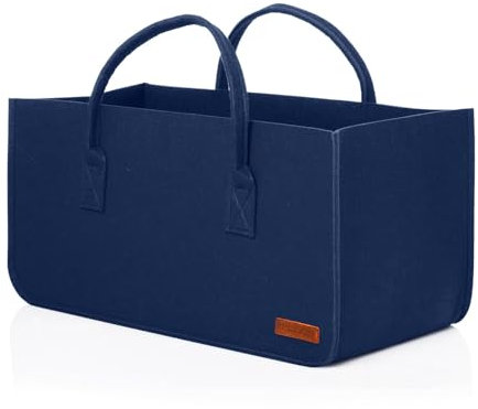 Lumaland cesta da Camino, Borsa di Feltro per Legna da ardere con Maniglia Rettangolare Circa 50 x 25 x 25 cm Nero