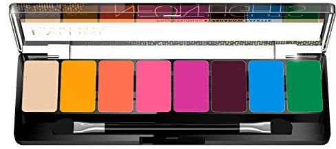 Eveline Cosmetics Neon Lights 8-Farben Lidschatten-Palette - Lebendige Pigmentierung, Mattes Finish mit doppelseitigem Applikator