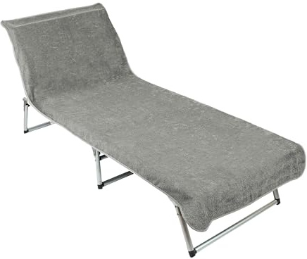 ZOLLNER Telo mare lettino con angoli - asciugamano da spiaggia grigio chiaro super morbido e assorbente in 75x215 cm - lavabile a 60°C - cotone - certificato Oeko-Tex (R)