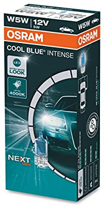 OSRAM COOL BLUE® INTENSE W5W, bis zu 4.000K, Halogen-Signallampe, Faltschachtel (10 Lampen)