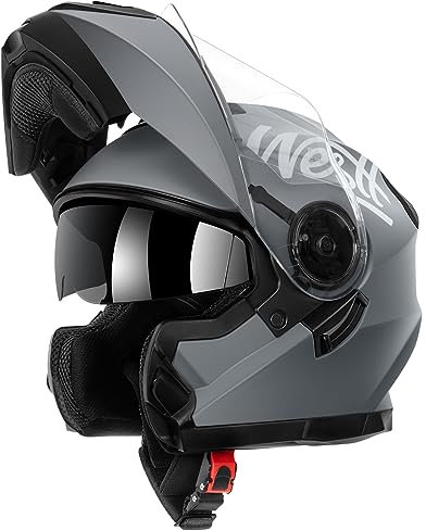 Westt Casco Moto Modulare - ECE 22.06 Casco Integrale Moto, Apribili Casco Modulare, Doppia Visiera Casco Integrale Vintage per Uomo Donna Scooter Adulto