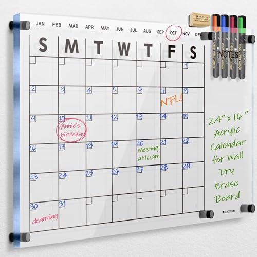 Akryl torr raderingskalender för vägg 58 cm x 40 cm klar akryl väggkalender vit tavla kalender hem kontor kalender