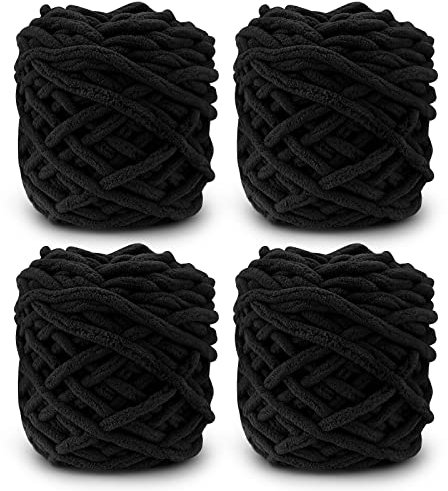 Strickwolle 4 x 100 g, mehrfarbiges Strickgarn zum Häkeln, weiches, klobiges Garn für Garnprojekte, Plüschbälle, handgefertigte Taschen, Pullover Schuhe Mützen Pullover Decken Schals