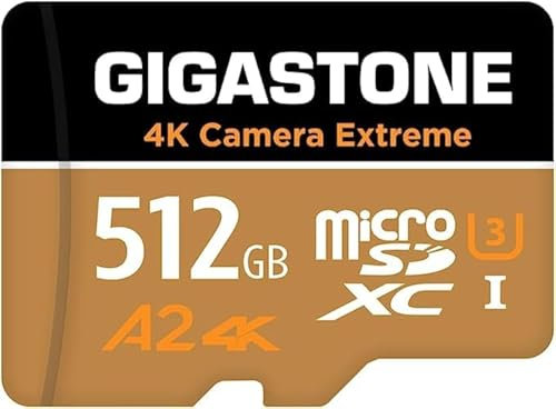 [5 Jahre kostenlose Datenwiederherstellung] GIGASTONE 512GB Micro SD Karte, 4K Kamera Extreme MAX, bis zu 160/130 MB/s, MicroSDXC Speicherkarte für Gopro Drohne DJI Switch, A2 V30 U3 +Adapter