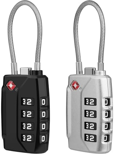 Diyife 4-siffrigt TSA bagagelås [2 stycken] [uppgraderad] kombination säkerhetslås reselås – silver och svart, TAL122