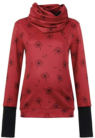Maglione da donna per allattamento, con cappuccio per maternità, elegante e festivo, Colore: rosso, M