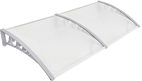 Baiyun Store de porte d'entrée 100 x 300 cm, plaque creuse en polycarbonate de 5 mm, cadre incurvé en plastique PP et barre avant en aluminium, store de fenêtre translucide, porte d'entrée, protection