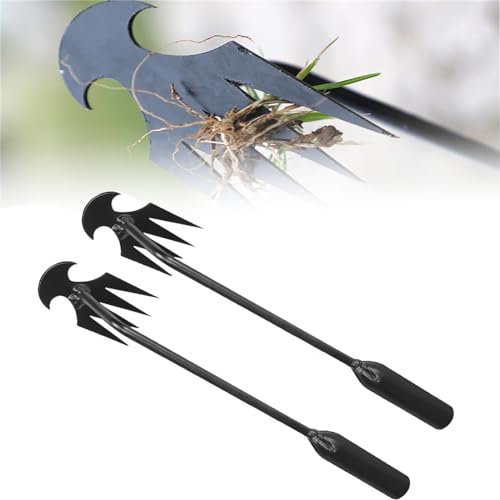 Caduola Strumento per diserbo per sradicamento di artefatti, Strumento per estrarre Le Erbacce Strumento per estrarre Le Erbacce da Giardino 4 Denti in Acciaio al Manganese (27CM+50CM)