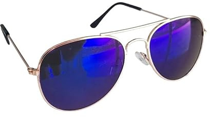 Lunettes de soleil pour enfants style aviateur, monture dorée, verres violet bleu, idée cadeau fille garçon vintage, aubergine