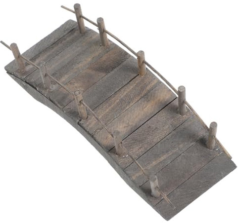 Toyvian Doll House Decoration Garden Statue Bonsai Bridge Statue Chinese Arch Bridge Mini House Decor Wood