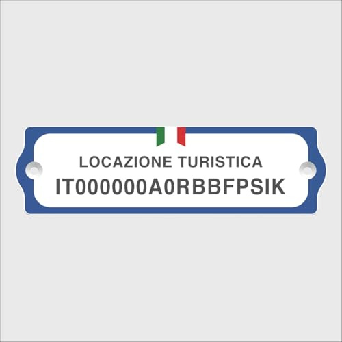 Targhetta Locazione Turistica CIN | Acrilico Bianco | Spessore 3 mm | Codice Identificativo Nazionale (CIN) | Affitti Brevi E Strutture Ricettive | Normativa D.L. 145/2023 | Mod. A |
