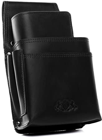 VS SID & VAIN Combi Kellner-Geldbörse Gastronomie echt Leder - Geldbeutel & Kellner-Holster Aberdeen Combi - Kellner-Geldbeutel Fächer Ledergeldbeutel Herren und Damen schwarz handgefertigt