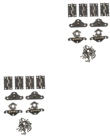 Lurrose 2 Ensembles Charnière De Boîte Loquet De Cas Porte-bijoux Moraillon Ancienne Charnière De Boîtier Alliage De Zinc