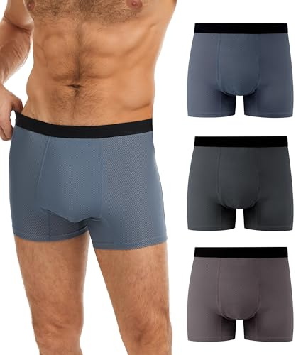SUNCHIRI Washable Incontinence Pants for Men, Leakproof Boxer Briefs for Bladder Control, Regular Absorbency Modal Underwear Trunks 3 Pack (XXL, Multicolor01)