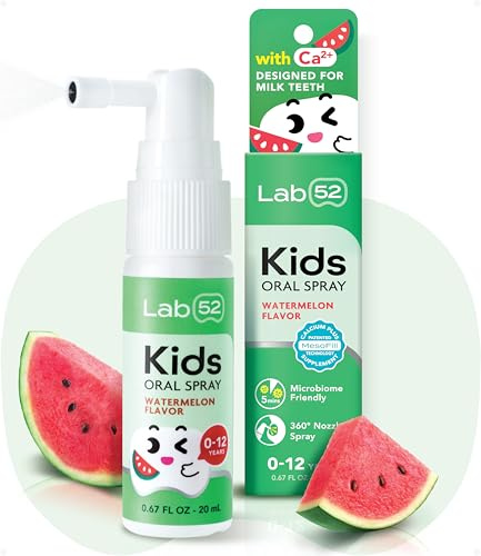 LAB52 Kids Oral Spray, Toddler Toothpaste Helper for Daily Oral Care and Fresh Breath, Children Approved with Fluoride Free for Newborn to Preschoolers, Xylitol Watermelon Flavor