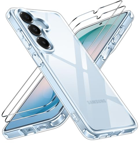 ivoler Clair Coque pour Samsung Galaxy S26 5G avec 2 Pièces Verre Trempé, Anti-Jaunissement Protection Militaire Étui de Mince Bumper Housse