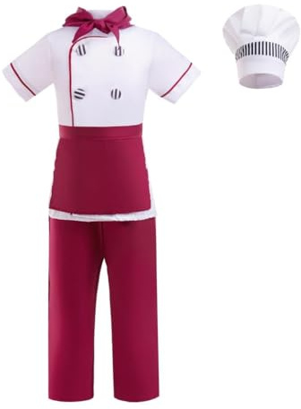 Lito Angels Deguisement Chef Enfant Costume Set avec Haut et Pantalon, Chapeau, foulard de cou et Tablier, Tenue de Jeu de Role pour Carnaval, Halloween et Fete Deguisement, Age 3–12 ans