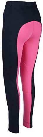 Discount Pet Accessories Pantalon Équitation pour Enfants Extensible Différents Coloris/Tailles - 5-6 Ans, Bleu Marine/Rose