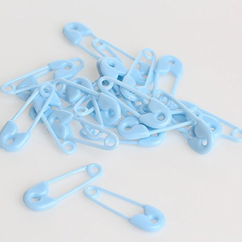 Eclectic Accents 48 Small Opaque Blue Plastic Baby Diaper Pin Baby Shower Favors for Decorating, Embellishing and Crafting