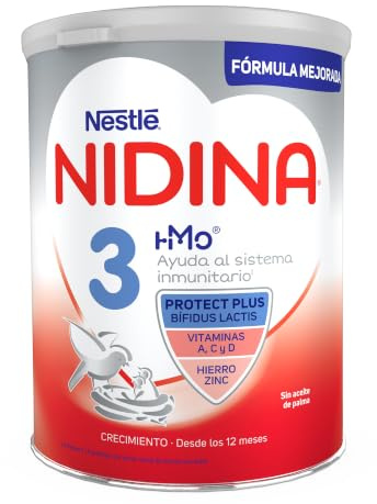 Nestlé NIDINA 3 Leche de crecimiento en polvo para bebés a partir de 12 meses, bote de 800g