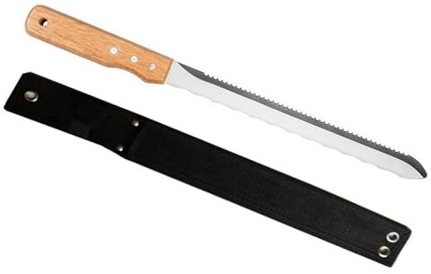 Professional Insulation Knife with Sheath - Stainless Steel Serrated Saw Foam Cutter for Loft Insulation XPS & PIR Foam Boards, Rockwool, Polystyrene, Wooden Handle and Cover (R1212)
