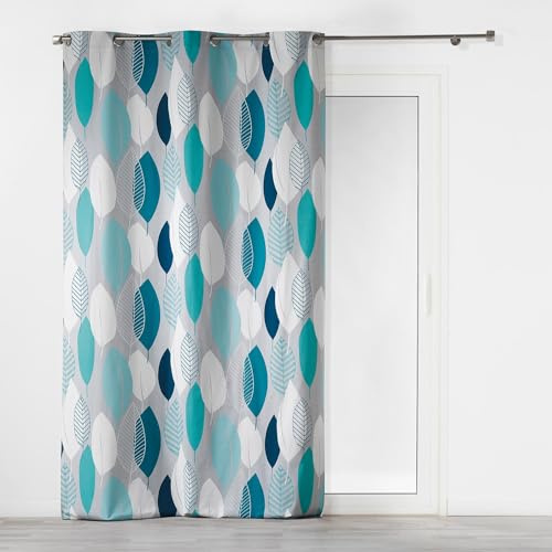 Coton d'Interieur – Cortina con ojales, Algodón, Azul, 240 x 140 cm