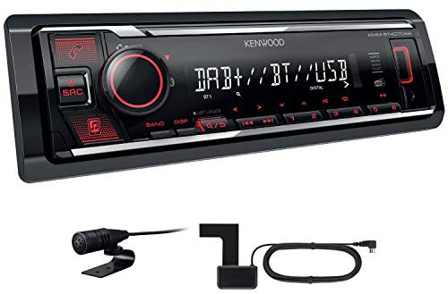 Kenwood KMM-BT407DAB - USB-Autoradio mit DAB+/UKW und Bluetooth Freisprecheinrichtung (Soundprozessor, USB, AUX, 4x50 Watt, Tastenbeleuchtung rot, inkl. DAB+ Antenne)