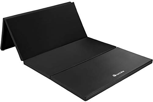 tectake® Gymnasiktmatte, Fitness Matte, Sportmatte rutschfest, Yogamatte dick, 240 x 120 x 5 cm Gym Mat, dicke Matte faltbar, Physio Matte mit Tragegriff - schwarz