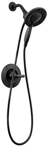 Delta Faucet Arvo 14 Series Single-Handle Shower Faucet, Shower Trim Kit with 4-Spray In2ition 2-in-1 Dual Hand Held Shower Head with Hose, Matte Black 142840-BL-I (Valve Included)