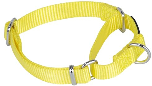 Hyhug Slitstark nylon anti-flykt-martingale hundhalsband för stora medelstora små pojkar och flickor hundar – promenadträning daglig användning. (Liten, lysande gul)