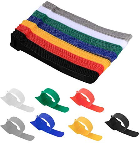 70 Pezzi Fascette Cavi Riutilizzabili, Nylon Fascette Elettricista Cinturino con Hook e Loop, Fermacavi Organizer Cable Management per Casa, Scrivania, Ufficio, Accessori (70-7Colore)