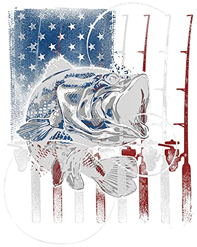 Fishing American Flag Sublimation Transfer - Fishing, Ready to Press, Fish Shirt Transfer for Man, Dad Fishing Shirt DIY Transfer, Fisherman (Adult x1-8.5+)