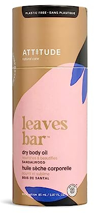 ATTITUDE Dry Body Oil, Natural Origin, Leaves Skin Feeling Soft & Nourishes, Grapeseed, Jojoba and Avocado oils, EWG Verified, All Skin Types, Lightweight Formula, Vegan, Sandalwood, 85 mL