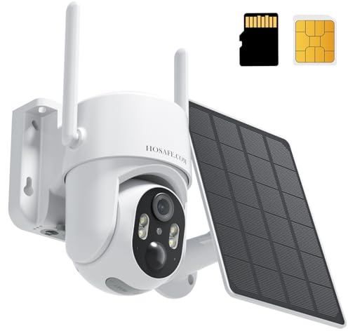 HOSAFE.COM 4G LTE Cellular Security Camera No Internet Needed, 2K Solar No WiFi Security Camera Outdoor Wireless with SIM Card Jobsite,360 Live View, Motion Detection,Free Cloud Storage(Need Apply)