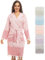 Heré Mood Bademantel aus Hamamtuch, Saunatuch, für Frauen für ultimativen Luxus, mit Gürtel & Kapuze - Langform Damen Leicht und Modisch (S-M, Rosa)