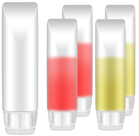 Bewudy 5 Stück Reiseflaschen Leere Röhrchen Set, 30ml Klare Kosmetik Behälter, Weiche Tuben Reisebehälter Nachfüllbare Kosmetikflaschen Leere Tuben zum Befüllen für Shampoo Lotion Lipgloss Handcreme