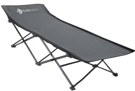 EUROCATCH Lit de Camp Pliable - Gris - Lit de Festival - Lit de Carpe - 190 cm de Long
