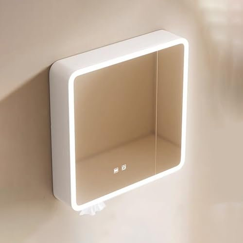 Badezimmerschrank mit 3 Türen Spiegelschrank Bad mit LED Beleuchtung Badezimmerschrank mit Spiegel Spiegelschrank mit 3 Lichtfarben Touch-Schalter/Defogger/Papierlöcher Viel Stauraum(Light white,70x13