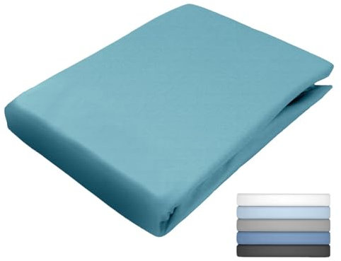 JACK Uni Spannbettlaken Satin 100x200 / 140x200 / 180x200 cm einfarbig Spannbetttuch viele Farben, Farbe:Petrol, Größe:100x200cm Spannbettlaken