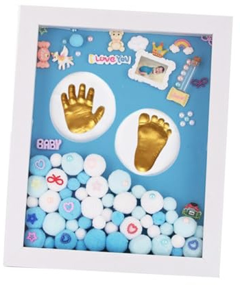 ibasenice Newborn Handprint Footprint Kit Memory Frame Milestone Photo Keepsake Personalised Shower Gifts for Boys and Girls
